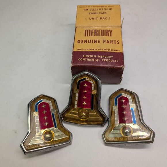 Mercury Monterey Other - vintage 1950s Mercury Monterey (3) exterior trim emblems w a box NOS